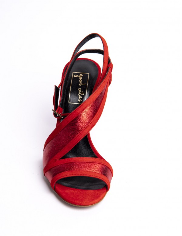 sandalo rosso con tacco