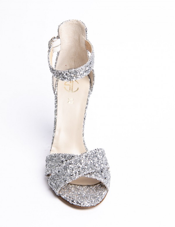 Sandalo glitter argento